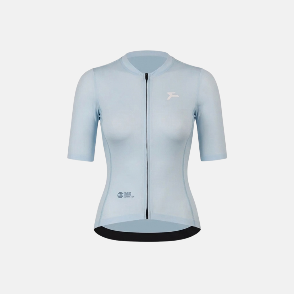 SS26 Mid Kurzarm-Radtrikot Damen Himmelblau – FOURIER