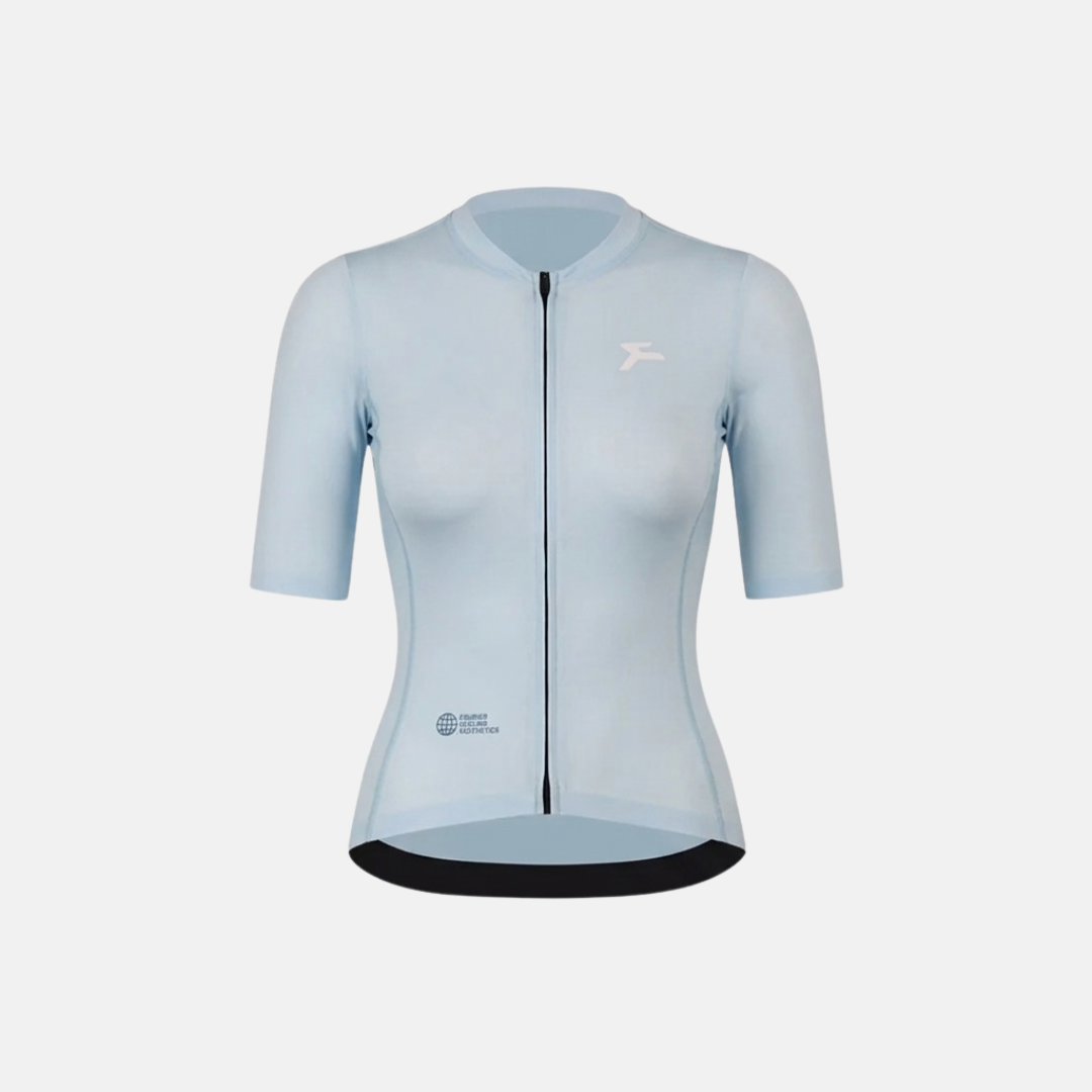 SS26 Mid Kurzarm-Radtrikot Damen Himmelblau – FOURIER